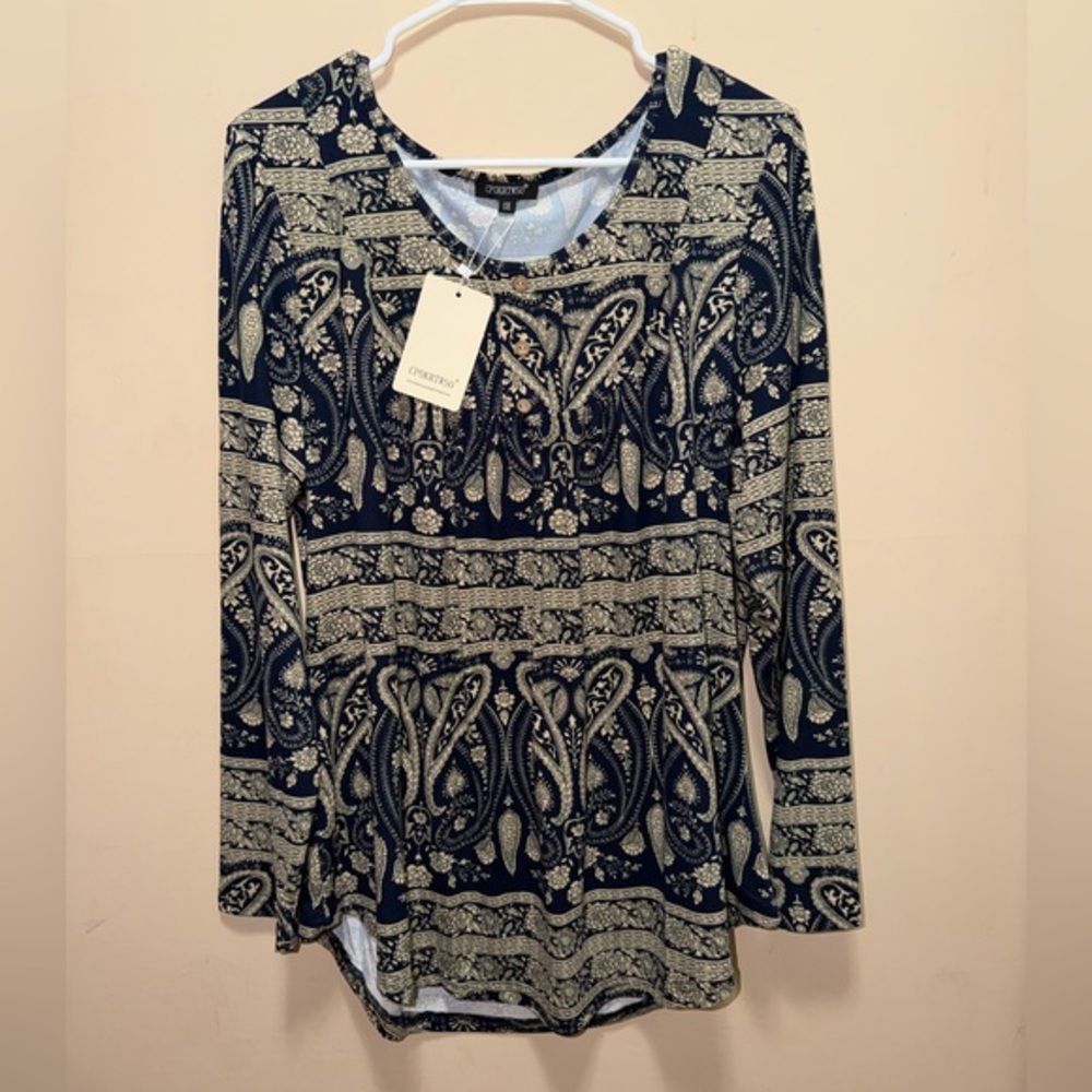 CPOKRTWSO Paisley Long Sleeve Top